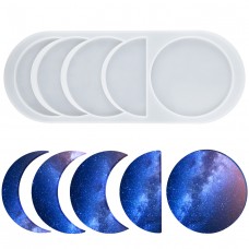 Cadeya  Moon Phase Resin Molds - Crescent Silicone Mould/Young New Moon Epoxy Moulds/Full Moon Geode Agate Moulds/Quarter Moon Moulds for DIY Art Casting Resin 