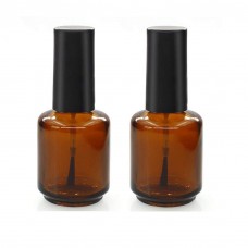 Cadeya 6Pcs 15ml(1/2 oz) Empty DIY Nail Polish Bottles Cylindrical Glass Bottles Vials Containers with Brush Cap for Nail Art Sample, 2pcs Mini Funnel Included, Brown