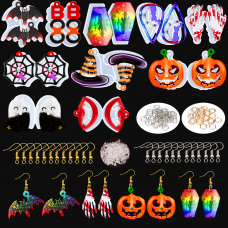 Cadeya  Halloween Resin Molds Silicone, 10 Pairs Earrings Epoxy Resin Casting Mold & 400 Pcs Earring Making Supplies for DIY Halloween Dangle Earrings